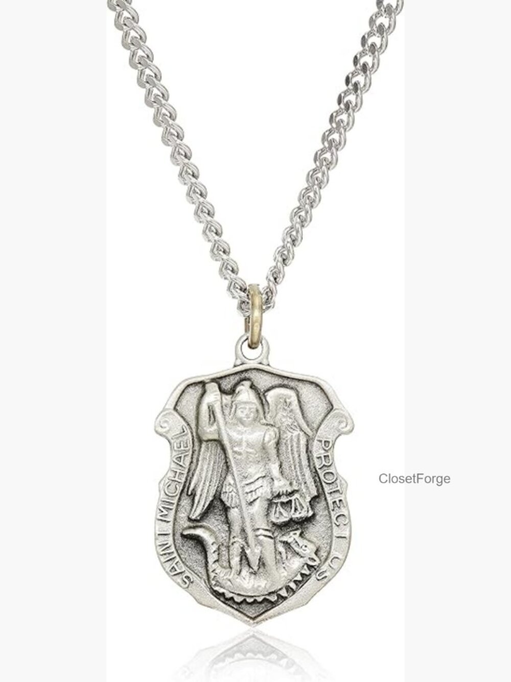 Saint Michael Shield Pendant Necklace Patron of Police Officers